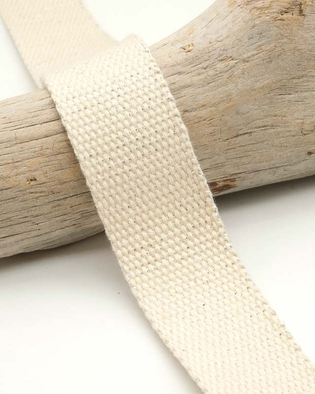 Sangle Coton Lurex Argent 30MM Ecru - Maison Klem